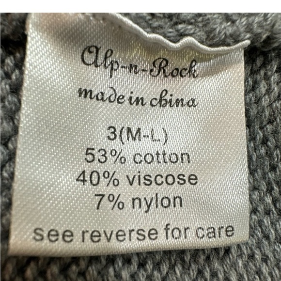 Alp-N-Rock Sweater Grey Cotton Blend Turtleneck Soft Cozy Size 3 (M-L) - Picture 7 of 7